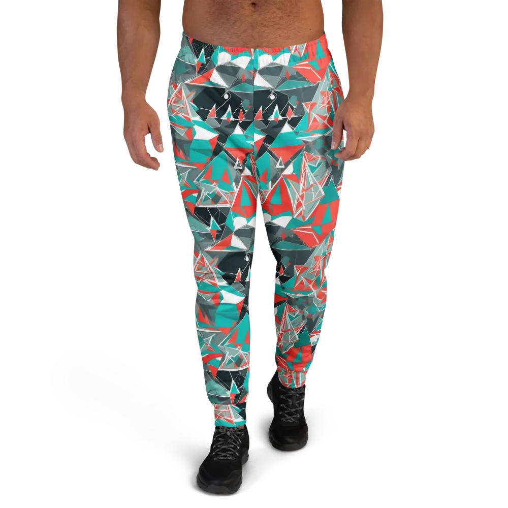 Coral Geometry on Men's Joggers — Front