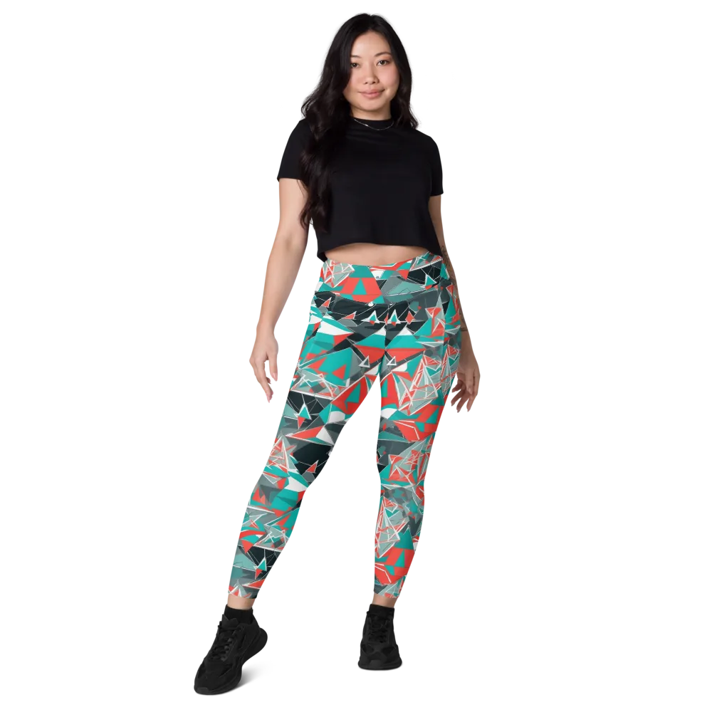 Coral Geometry on Leggings with Pockets — Front