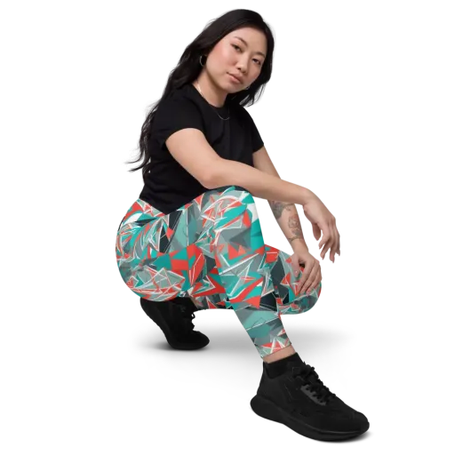 Coral Geometry on a Leggings with Pockets
