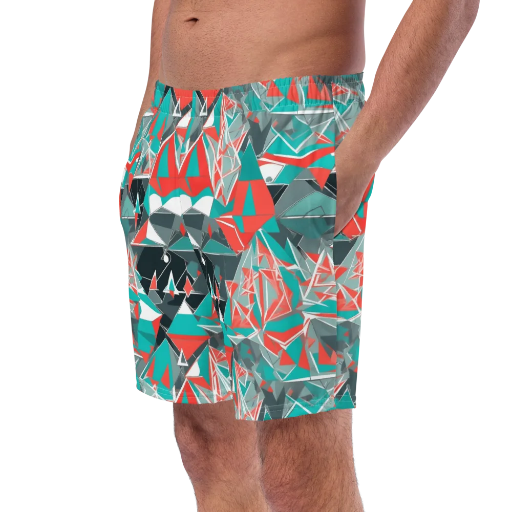 Coral Geometry on Swim Trunks — Left Front