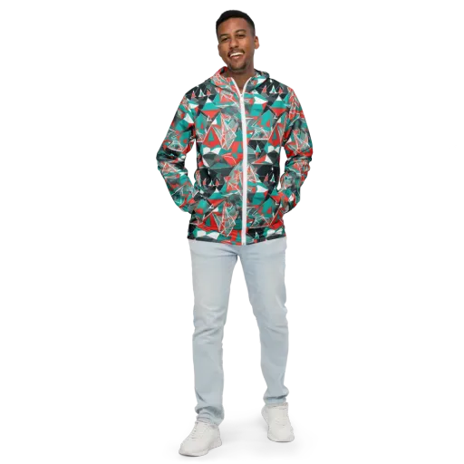 Coral Geometry on a Men's Windbreaker