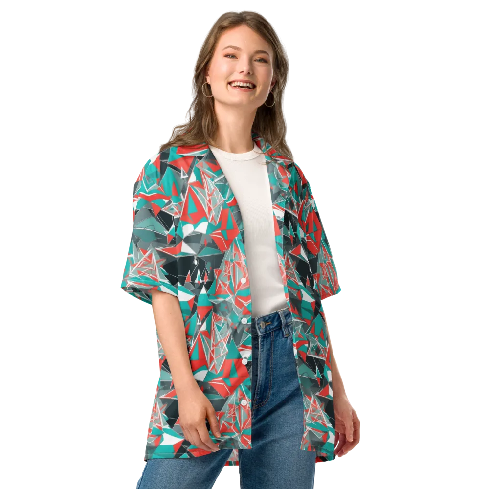 Coral Geometry on Button Shirt — Front