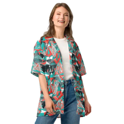 Coral Geometry on a Button Shirt