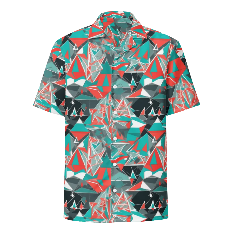 Coral Geometry on Button Shirt — Front