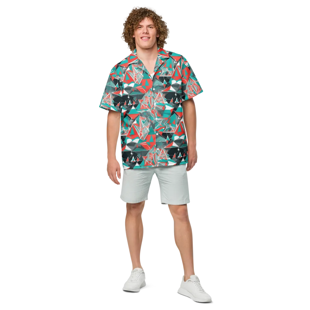 Coral Geometry on Button Shirt — Front