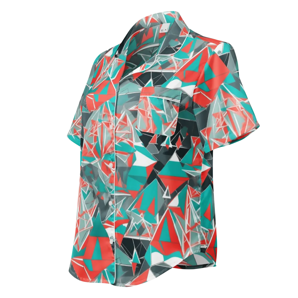 Coral Geometry on Women's Short Sleeve Pajama Top — Left Front