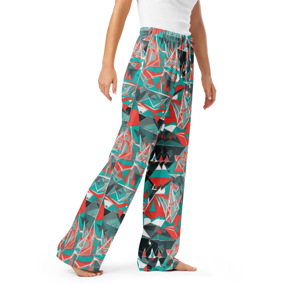 Coral Geometry on Women's Pajama Pants — Right Front