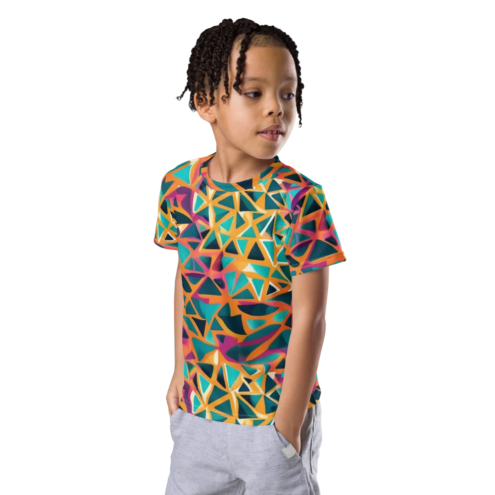 Magma Matrix on Kids Crew Neck T-Shirt — Left Front