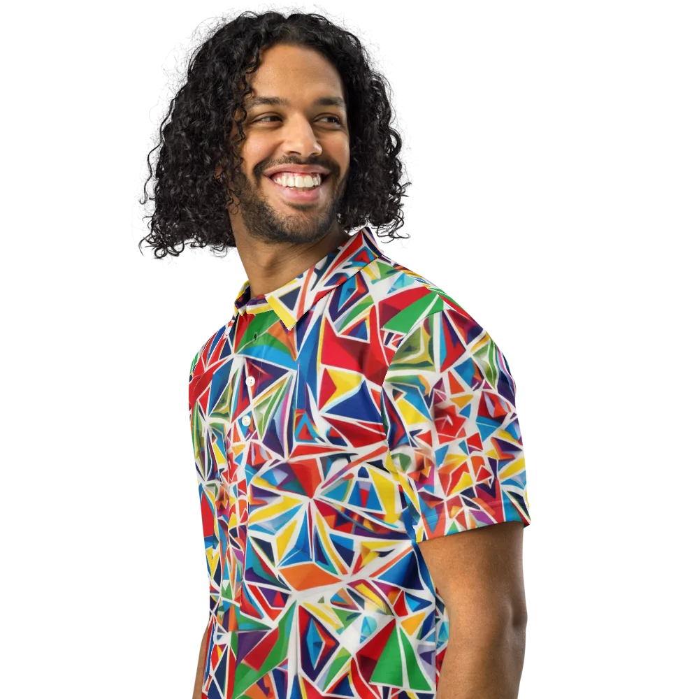 Facet Frenzy on Men's Slim Fit Polo Shirt — Left Front
