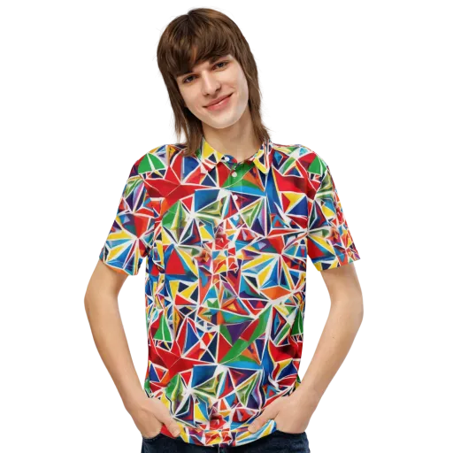 Facet Frenzy on a Men's Slim Fit Polo Shirt