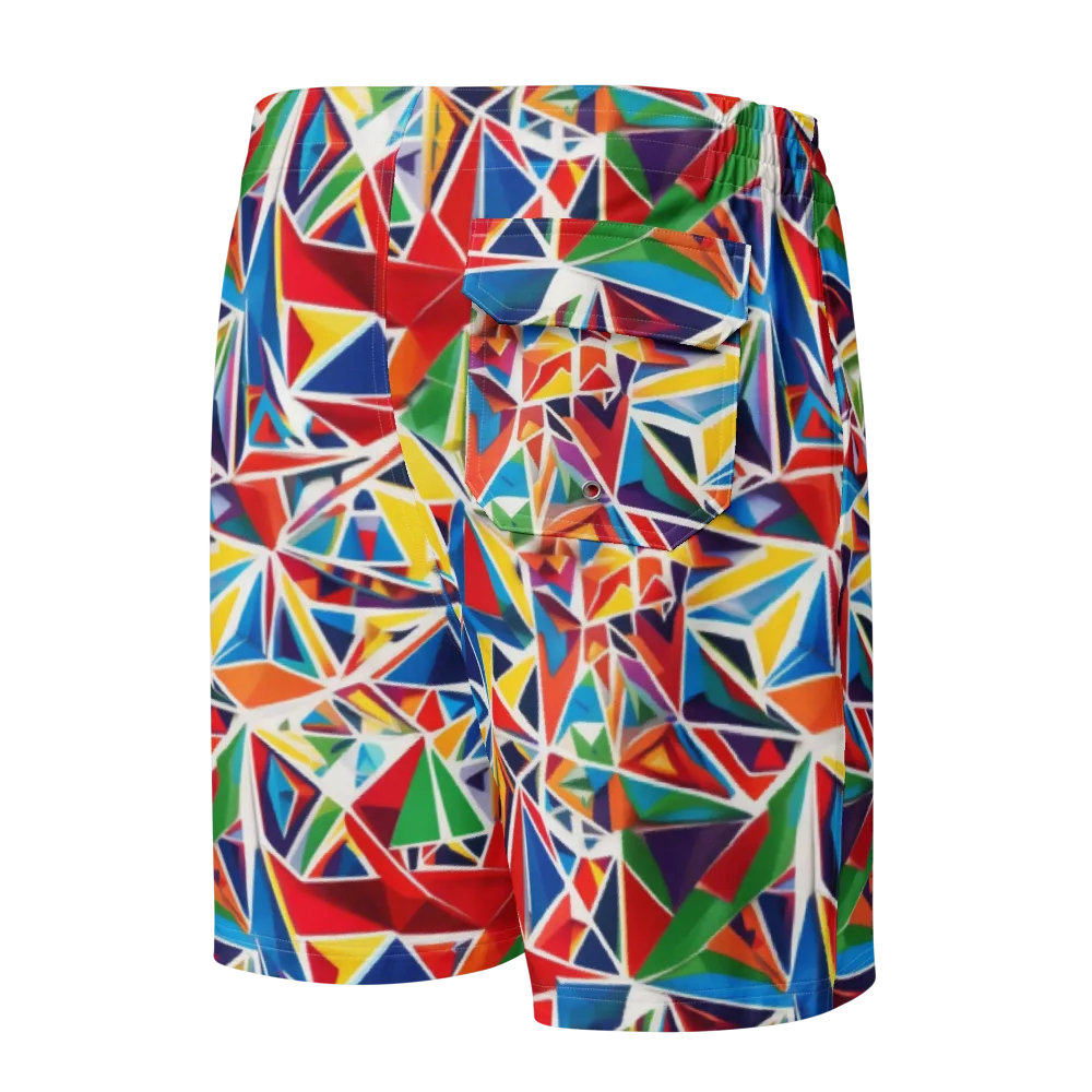 Facet Frenzy on Men's Board Shorts — Back