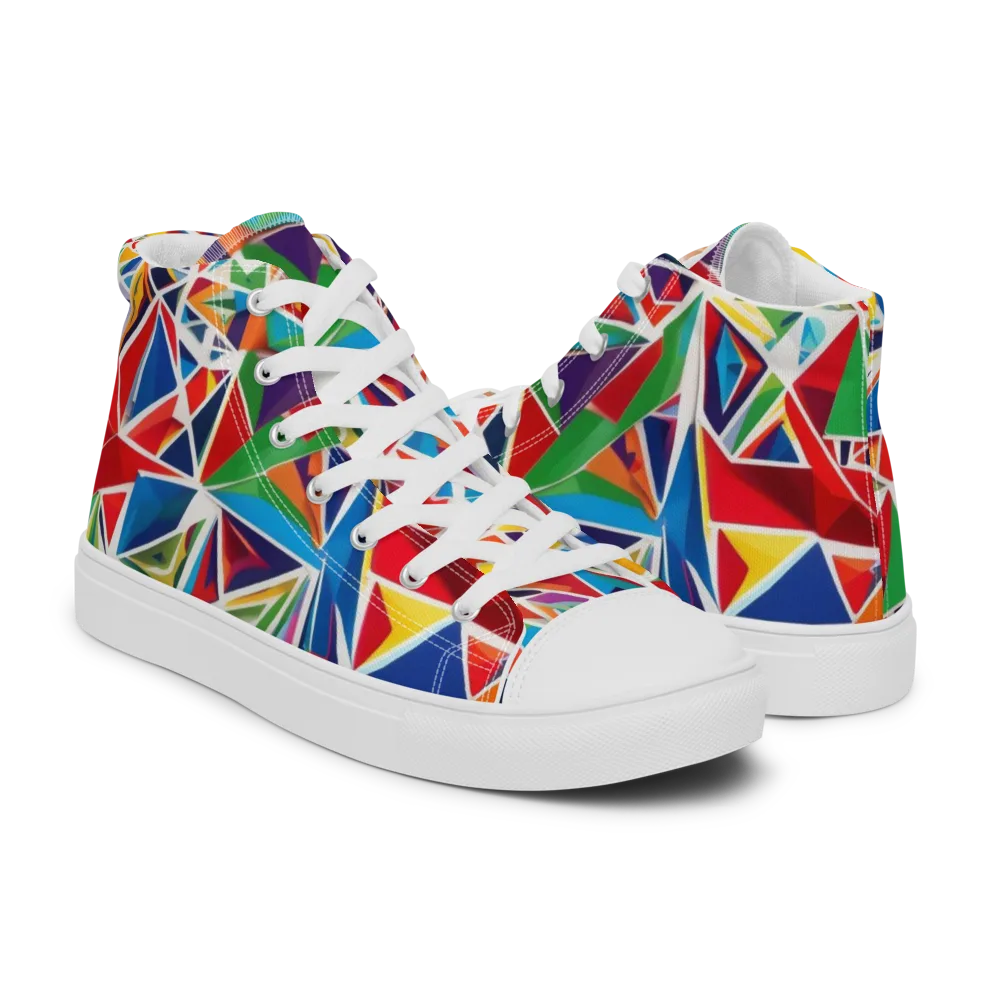 Facet Frenzy on Men's High Top Canvas Shoes — Right