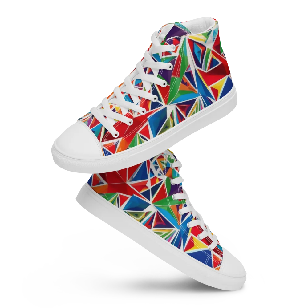 Facet Frenzy on Men's High Top Canvas Shoes — Front