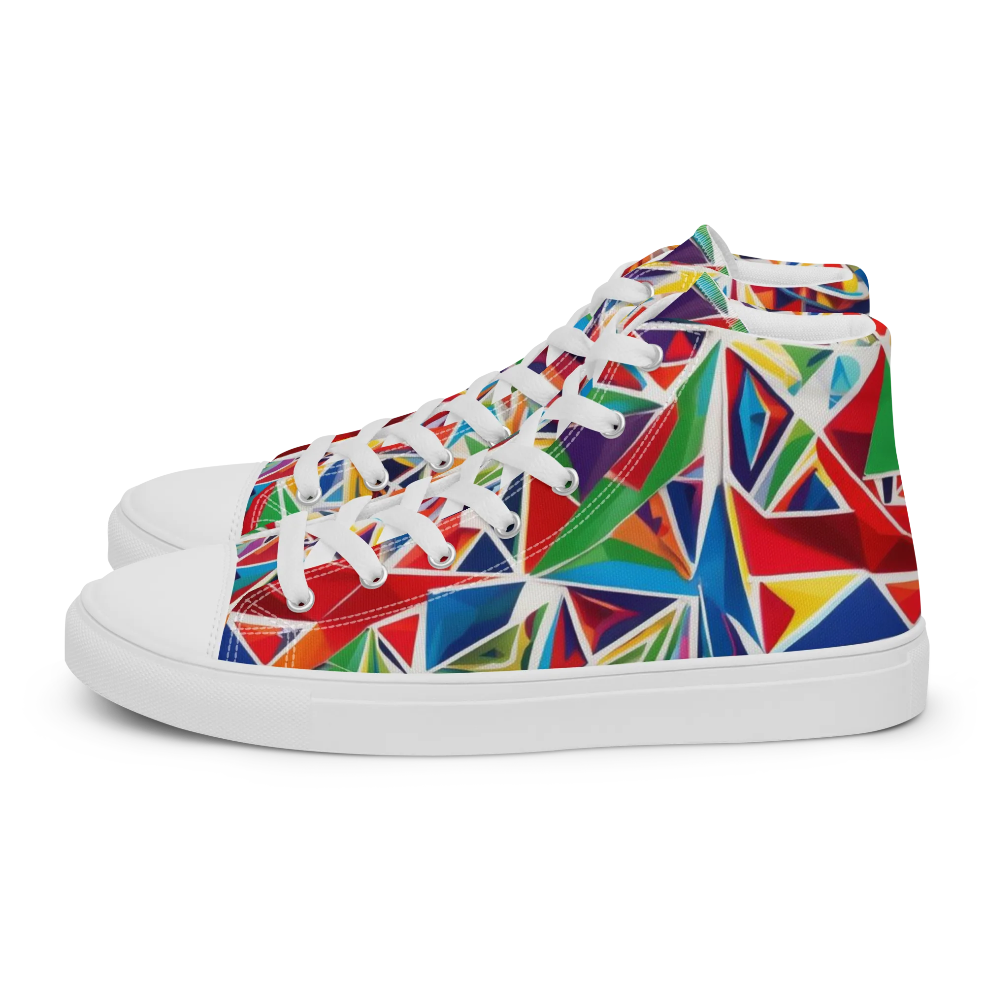 Facet Frenzy on Women's High Top Canvas Shoes — Left