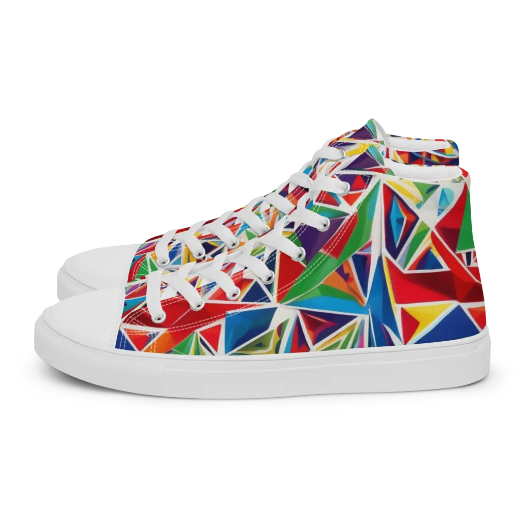 Facet Frenzy on Women's High Top Canvas Shoes — Left