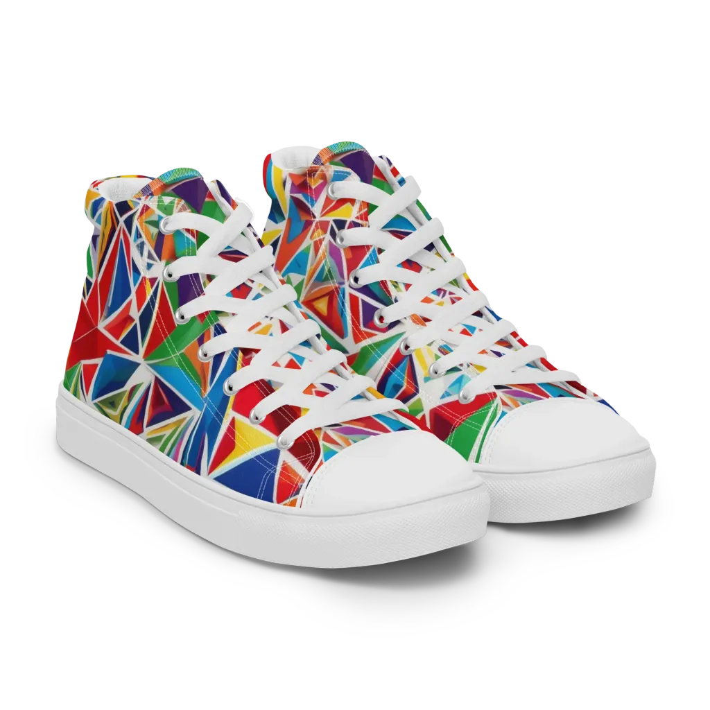 Facet Frenzy on Women's High Top Canvas Shoes — Right Front