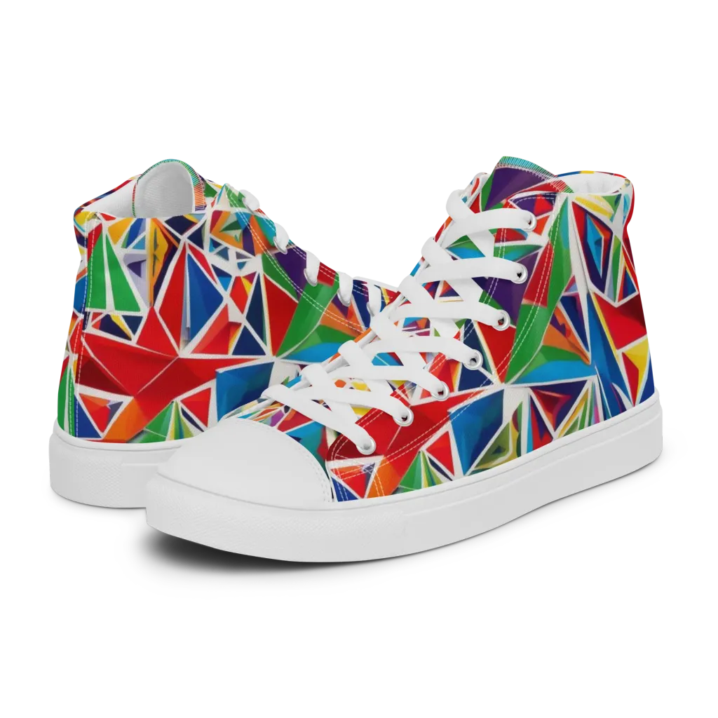 Facet Frenzy on Women's High Top Canvas Shoes — Left