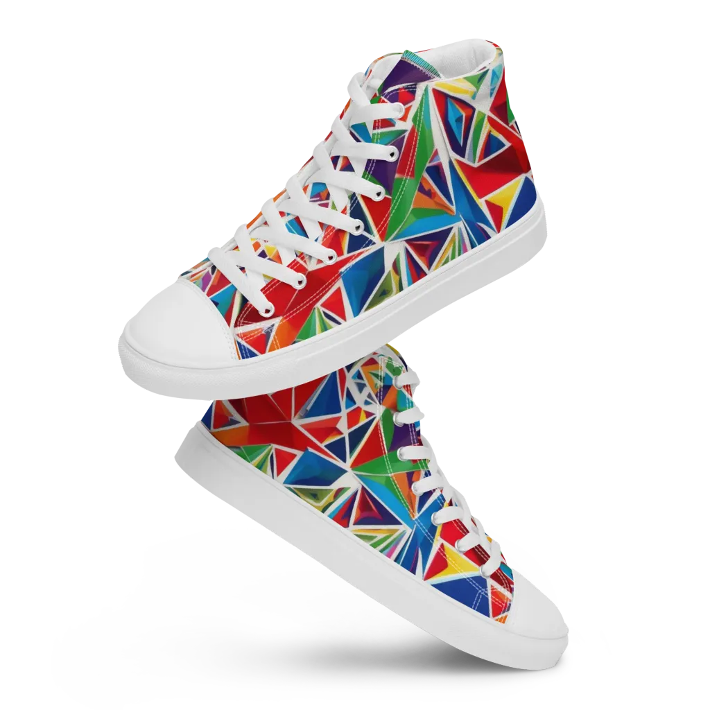 Facet Frenzy on Women's High Top Canvas Shoes — Front