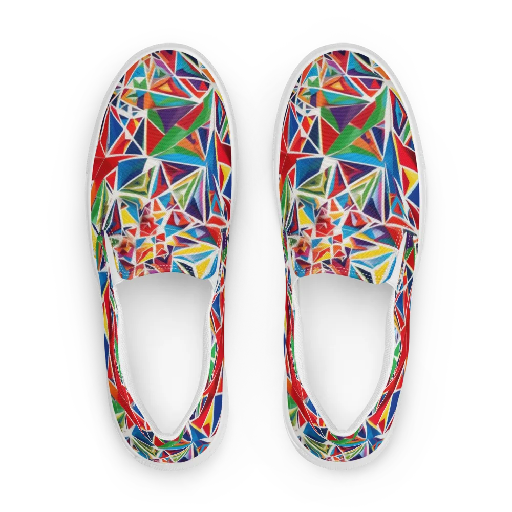 Facet Frenzy on Men's Slip-On Canvas Shoes — Front