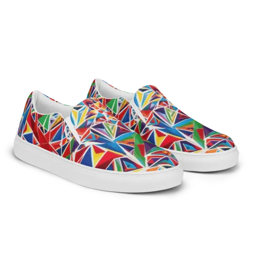 Facet Frenzy on a Men's Slip-On Canvas Shoes