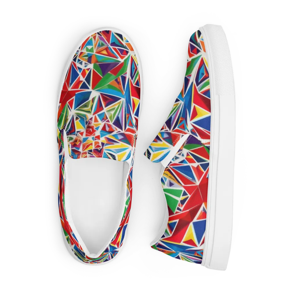 Facet Frenzy on Men's Slip-On Canvas Shoes — Front