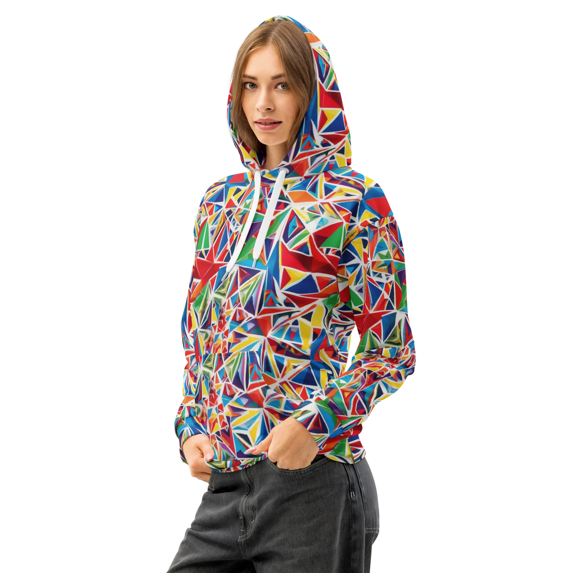 Facet Frenzy on Cotton Hoodie — Left Front