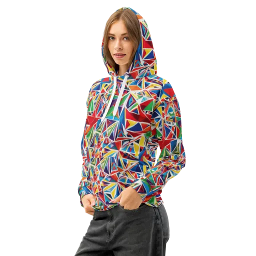 Facet Frenzy on a Cotton Hoodie