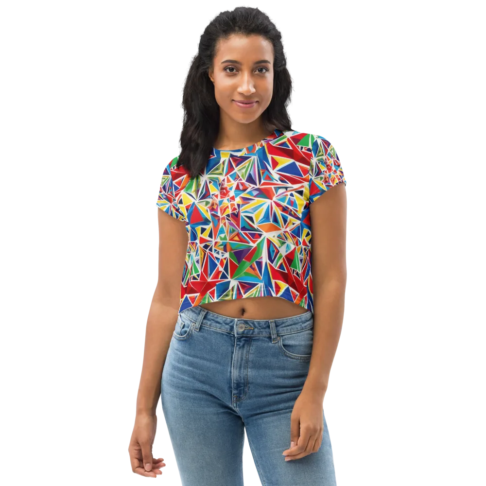 Facet Frenzy on Crop Tee — Front