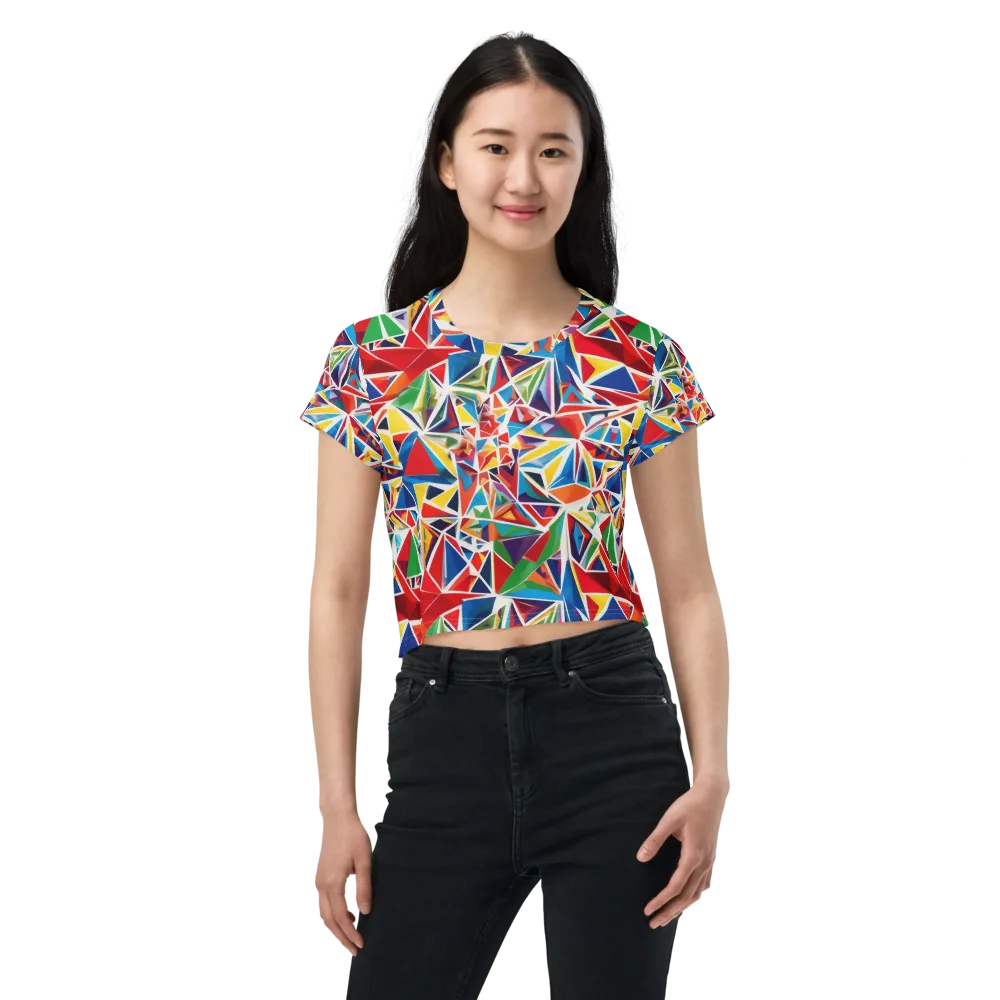 Facet Frenzy on Crop Tee — Front
