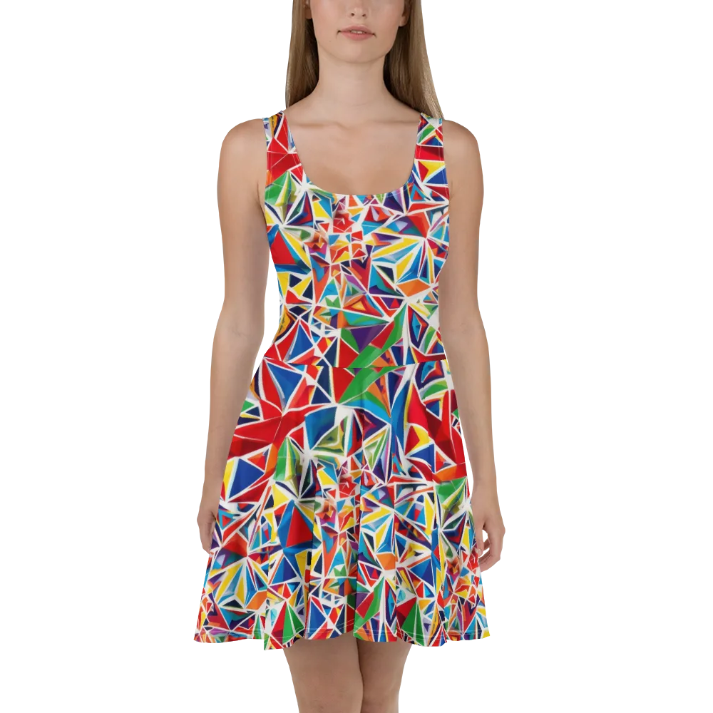 Facet Frenzy on Skater Dress — Front