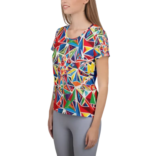 Facet Frenzy on a Women's Athletic T-Shirt