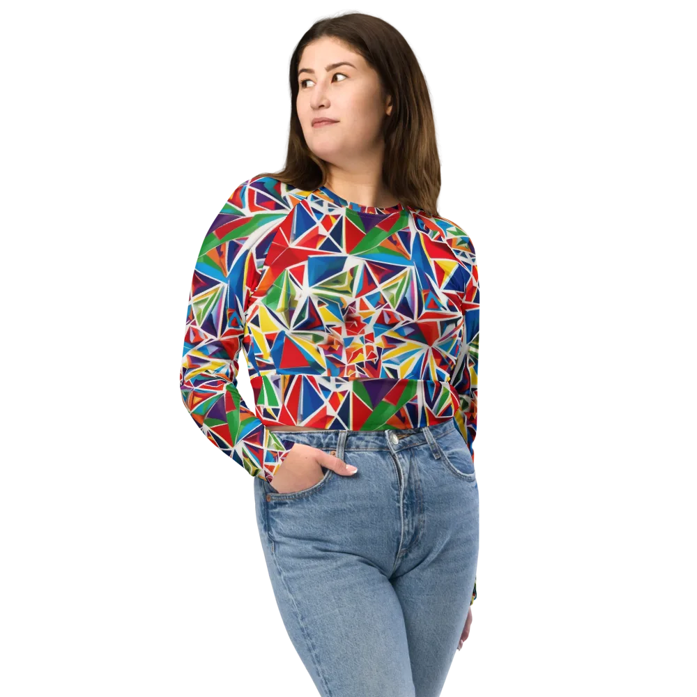 Facet Frenzy on Long Sleeve Crop Top — Front