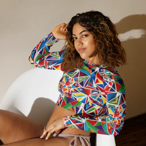 Facet Frenzy on a Long Sleeve Crop Top