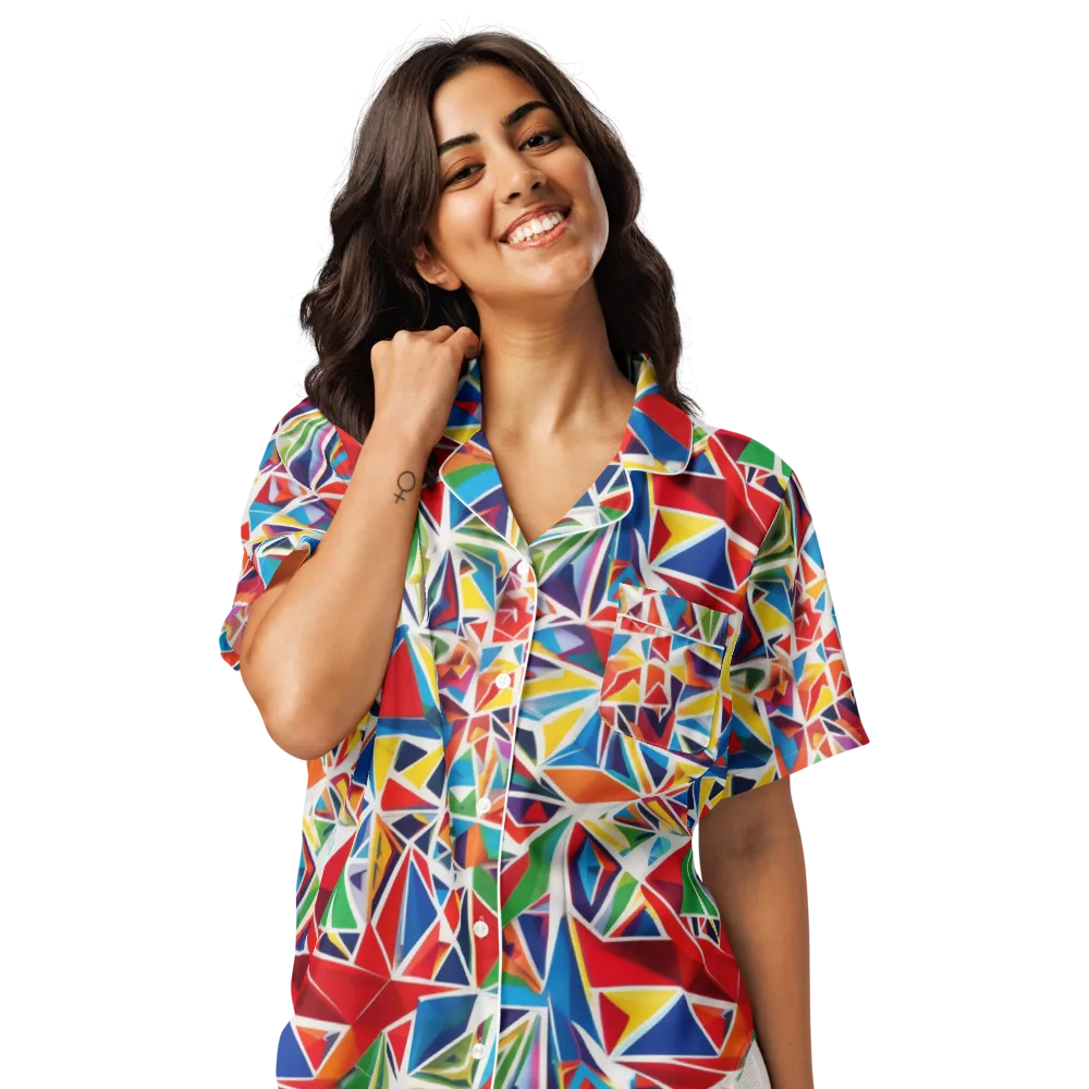 Facet Frenzy on Women's Short Sleeve Pajama Top — Front