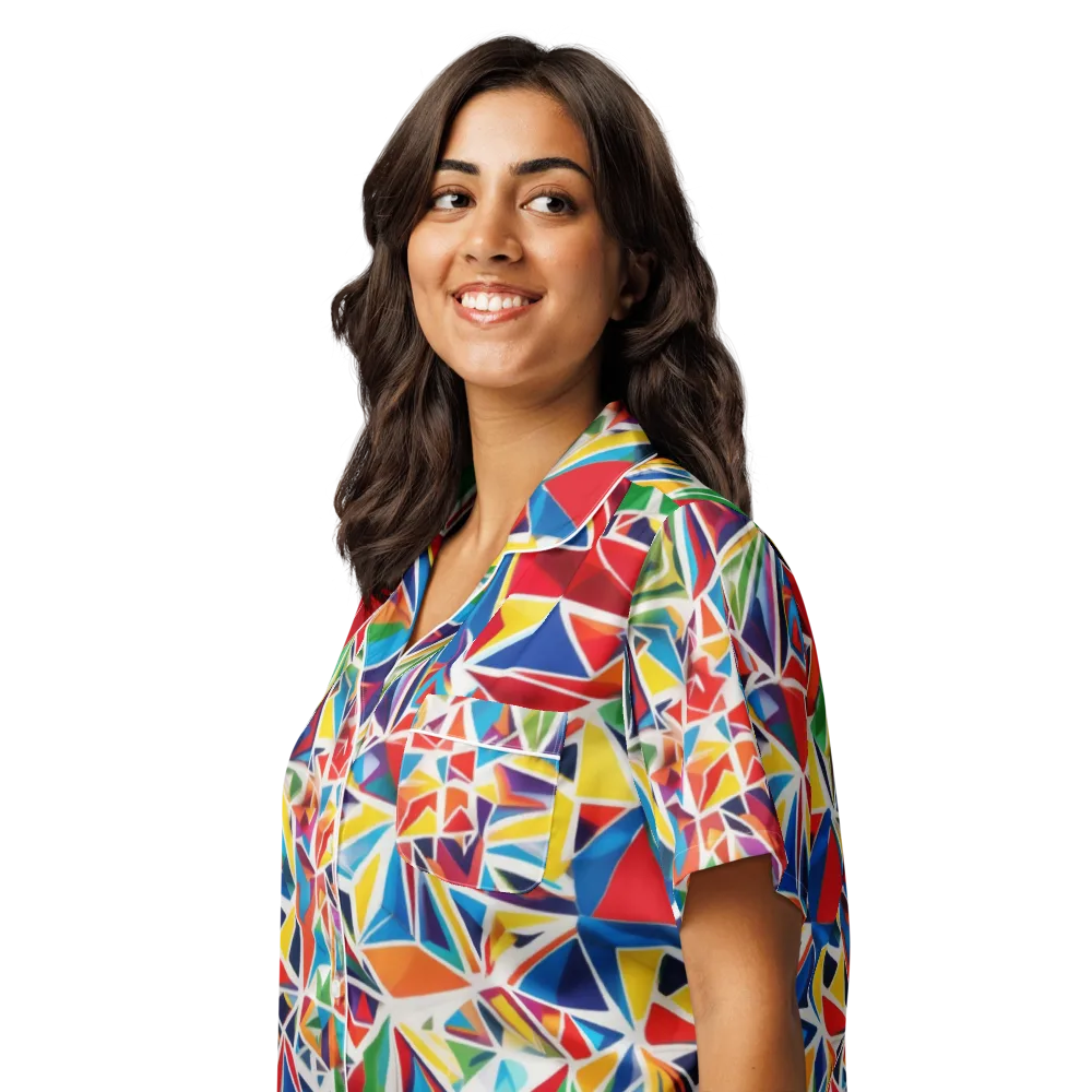 Facet Frenzy on Women's Short Sleeve Pajama Top — Left Front