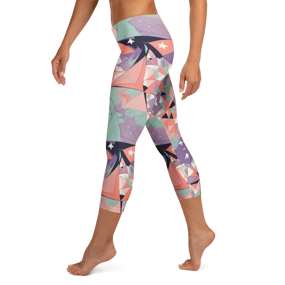 Coral Prism on Capri Leggings — Left