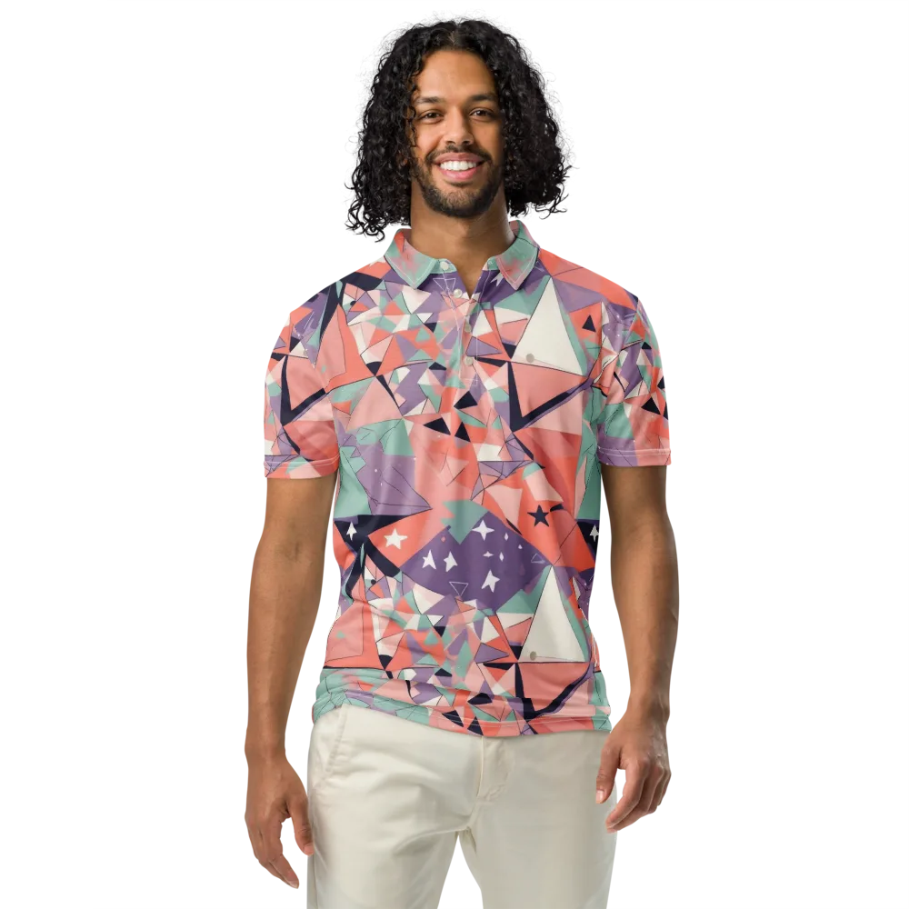 Coral Prism on Men's Slim Fit Polo Shirt — Front