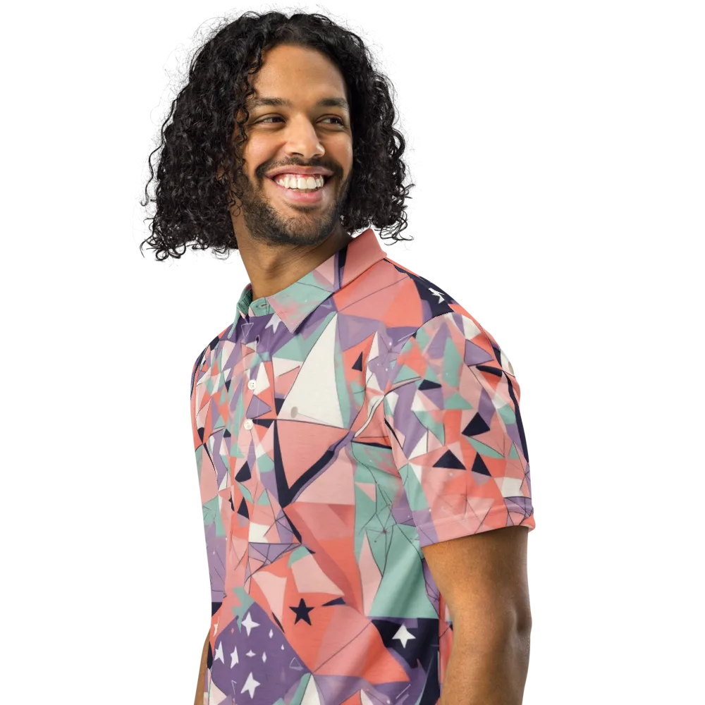 Coral Prism on Men's Slim Fit Polo Shirt — Left Front