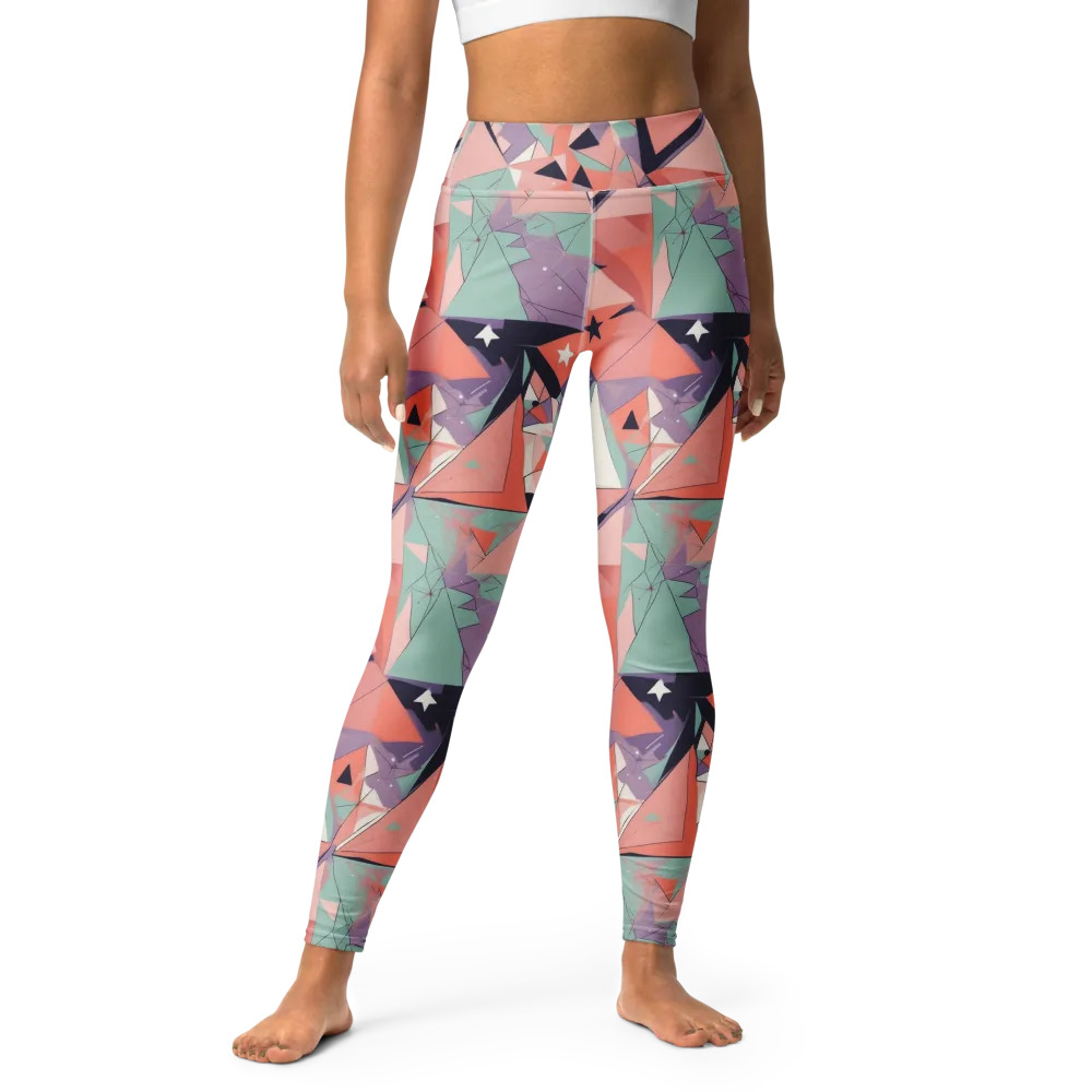 Coral Prism on Yoga Leggings — Front