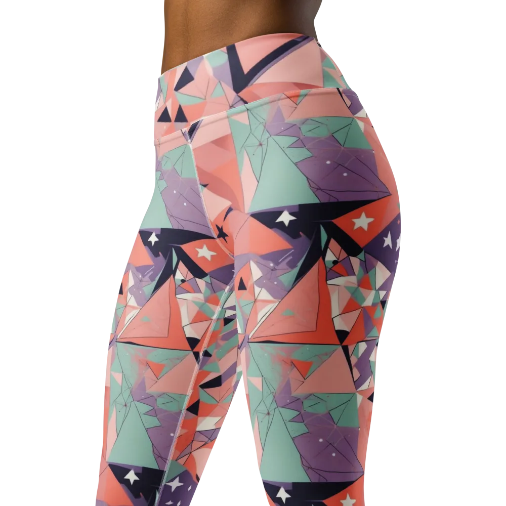 Coral Prism on Yoga Leggings — Left Front