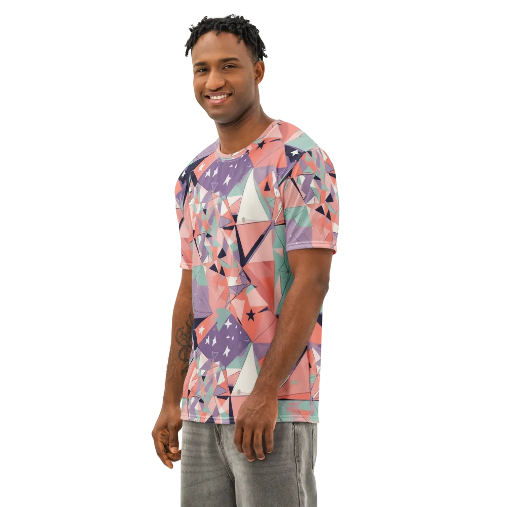 Coral Prism on Men's Cotton Crew Neck T-Shirt — Left Front
