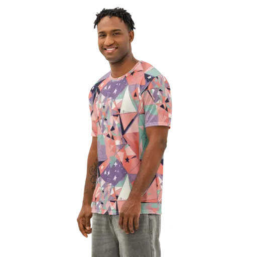 Coral Prism on a Men's Cotton Crew Neck T-Shirt