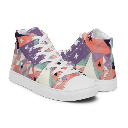 Coral Prism on a Men's High Top Canvas Shoes