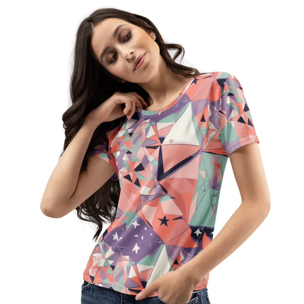 Coral Prism on Women's Crew Neck T-Shirt — Left Front
