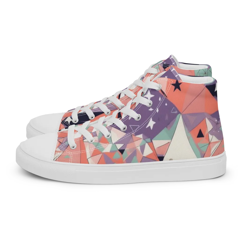 Coral Prism on Women's High Top Canvas Shoes — Left