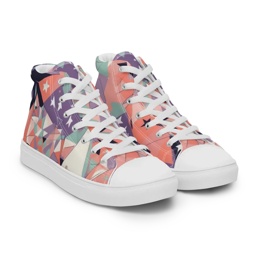 Coral Prism on Women's High Top Canvas Shoes — Right Front