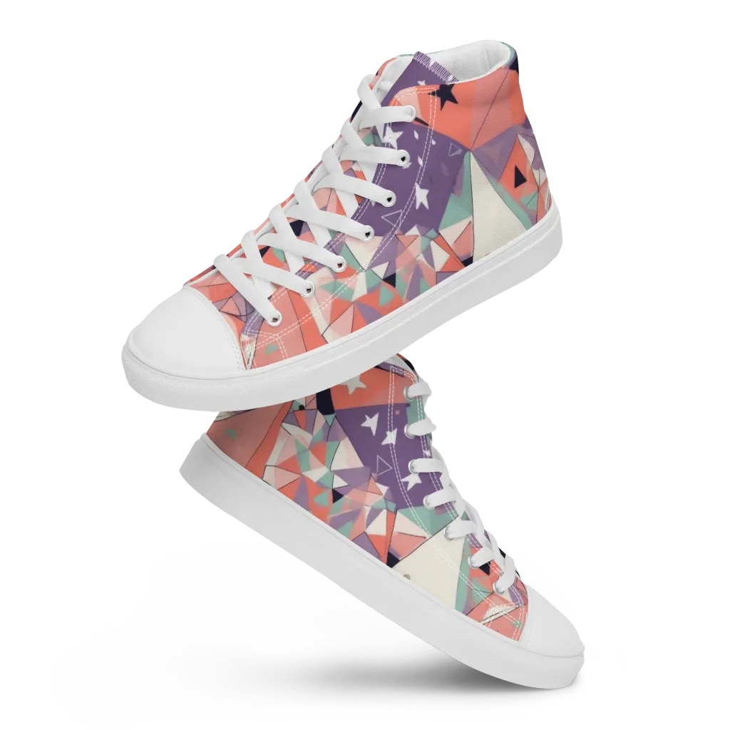 Coral Prism on Women's High Top Canvas Shoes — Front