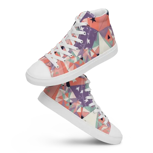 Coral Prism on a Women's High Top Canvas Shoes