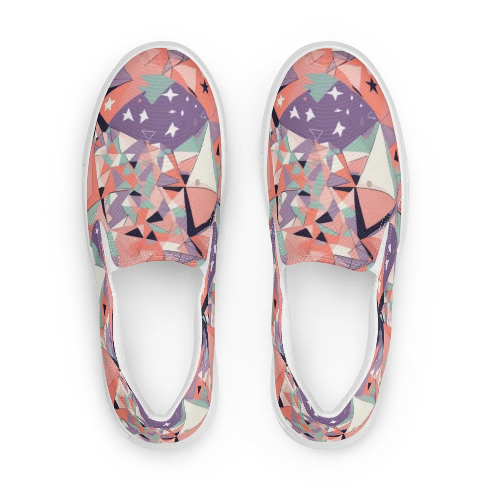 Coral Prism on Men's Slip-On Canvas Shoes — Front