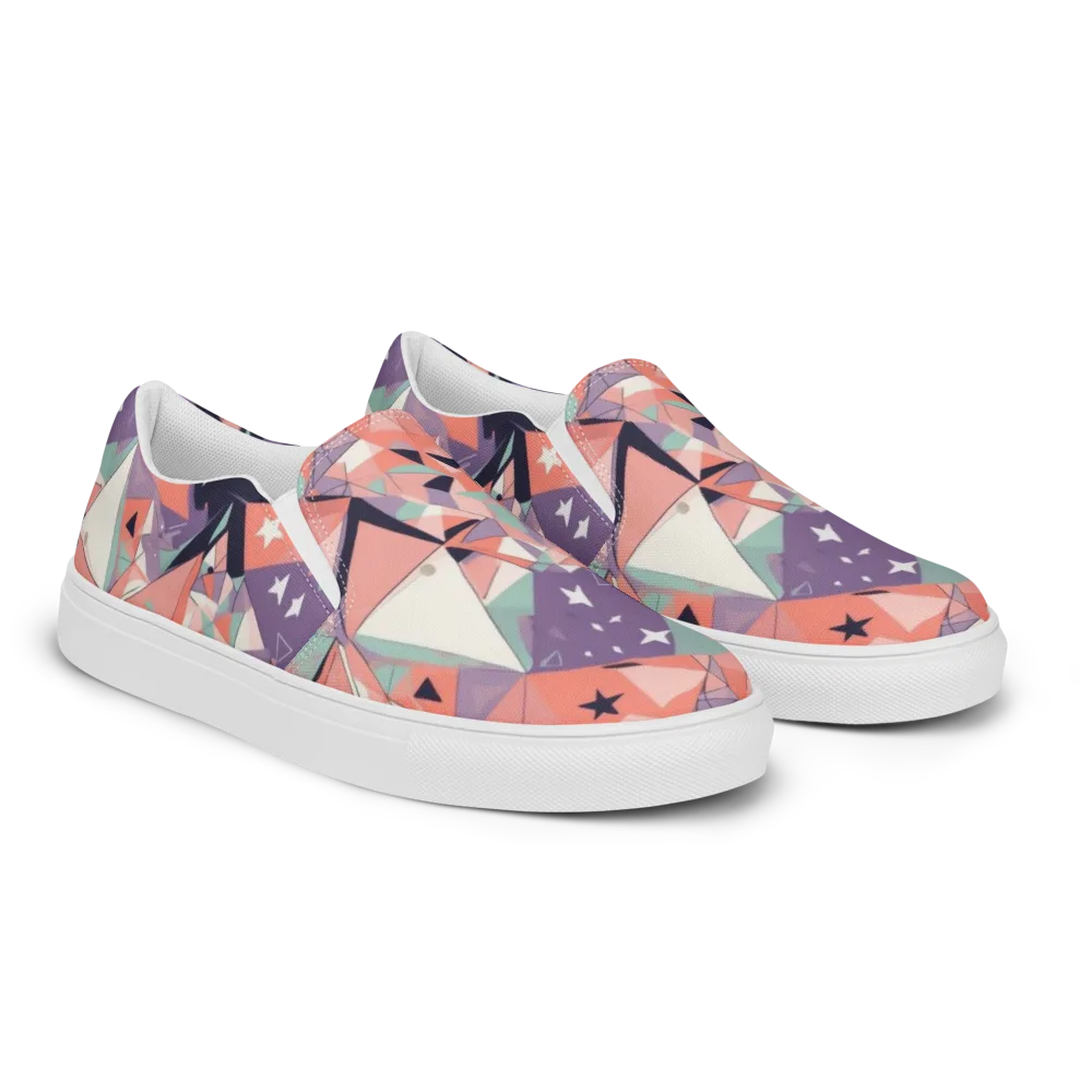 Coral Prism on Men's Slip-On Canvas Shoes — Right Front